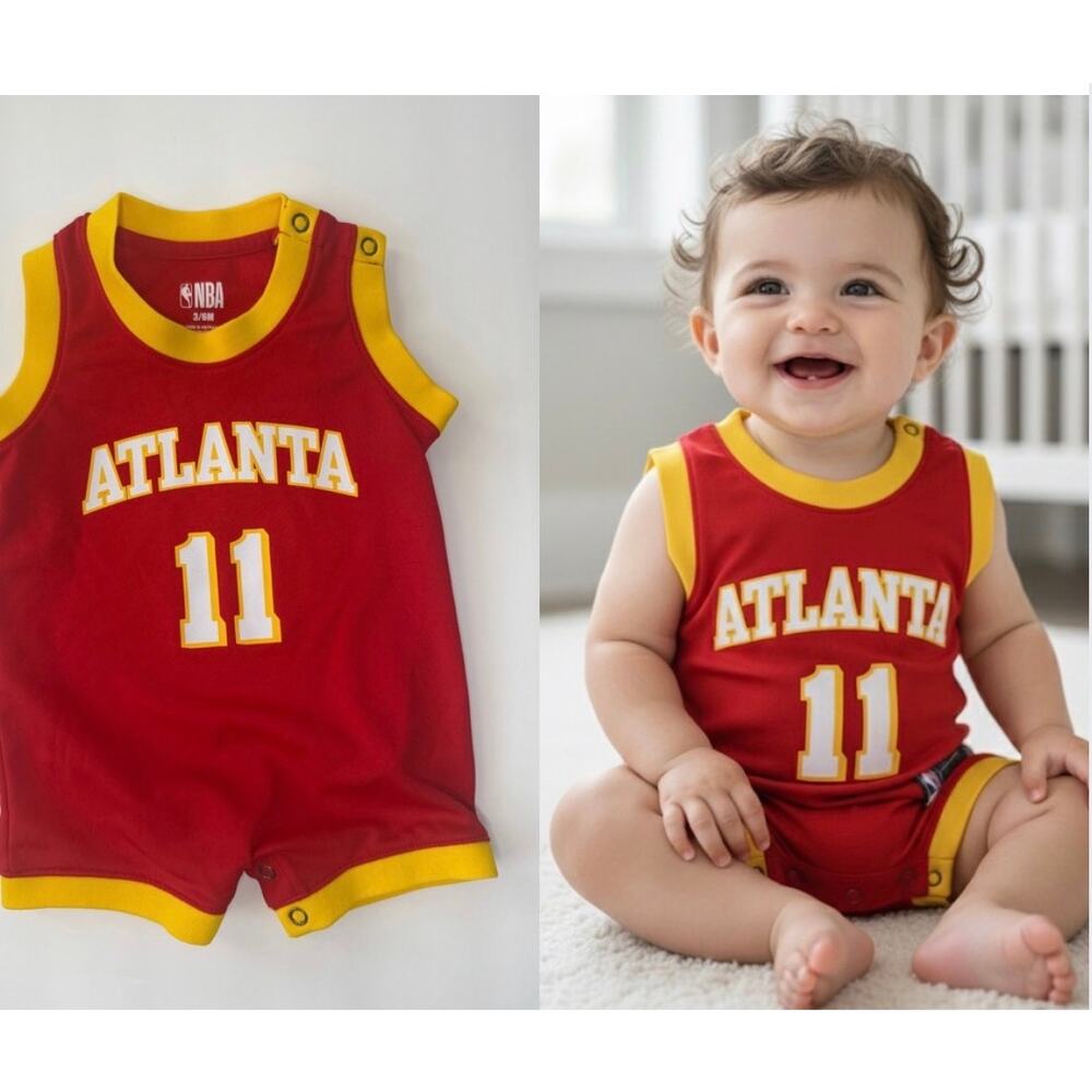 NBA Atlanta Hawks Trae Young #11 Infant Jersey Romper Red Yellow 3/6M